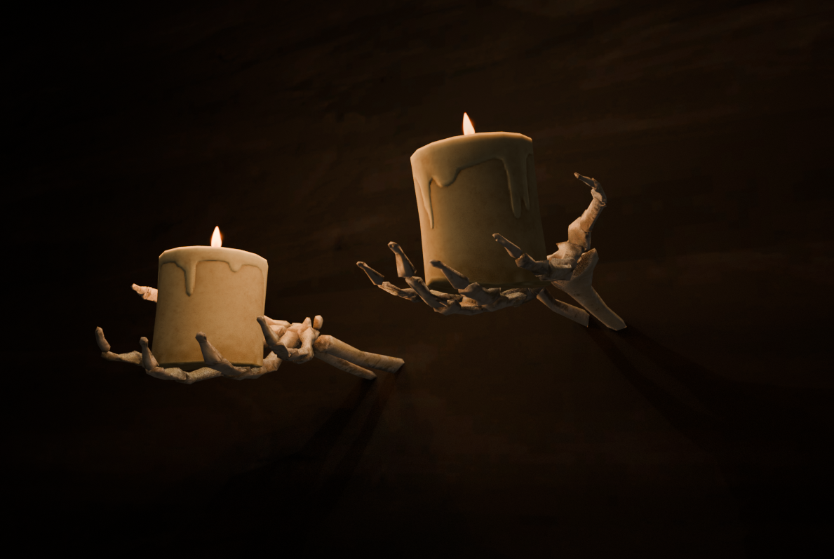 Skeleton Hand Wall Candles In Game